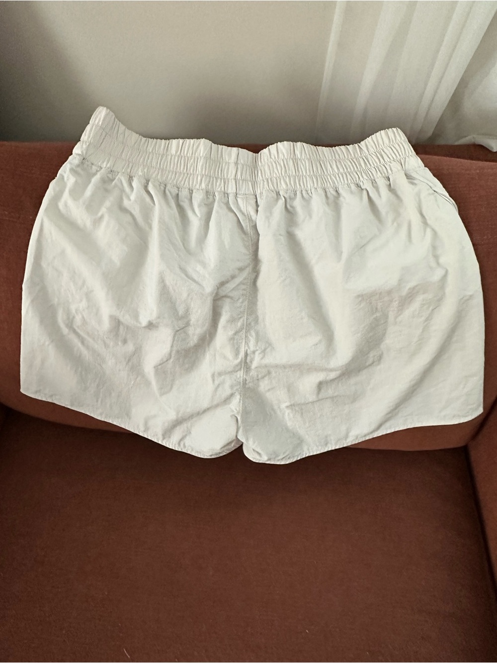 Zenana Outfitters Cream/Light Tan Elastic-Waist Athletic Shorts